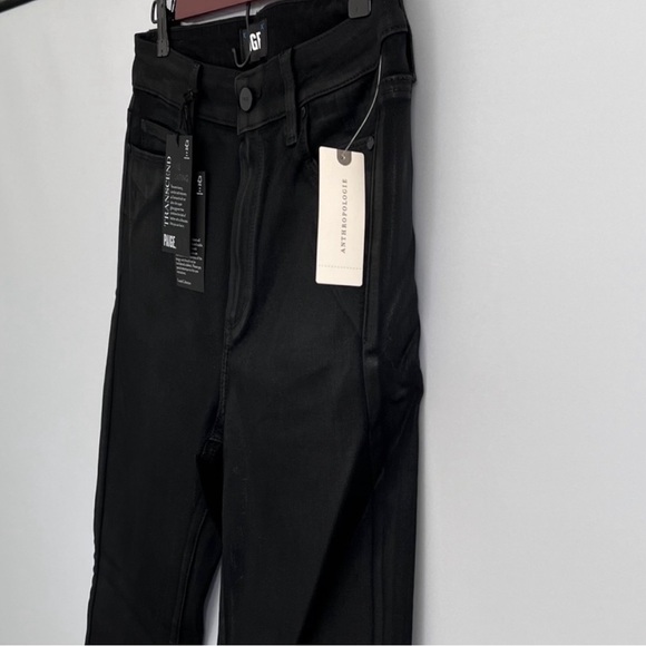 Paige Cindy Mid-Rise Coated Straight Black Jeans  size 30 NWT - Picture 12 of 15